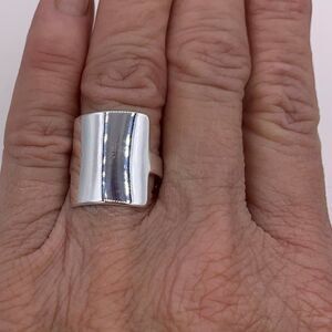 ring, solid 925 sterling silver, adjustable, minimalist, mirror finish, NWOT